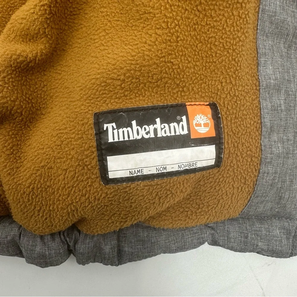 Timberland Boys Heavyweight Puffer Jacket Gray Orange Medium